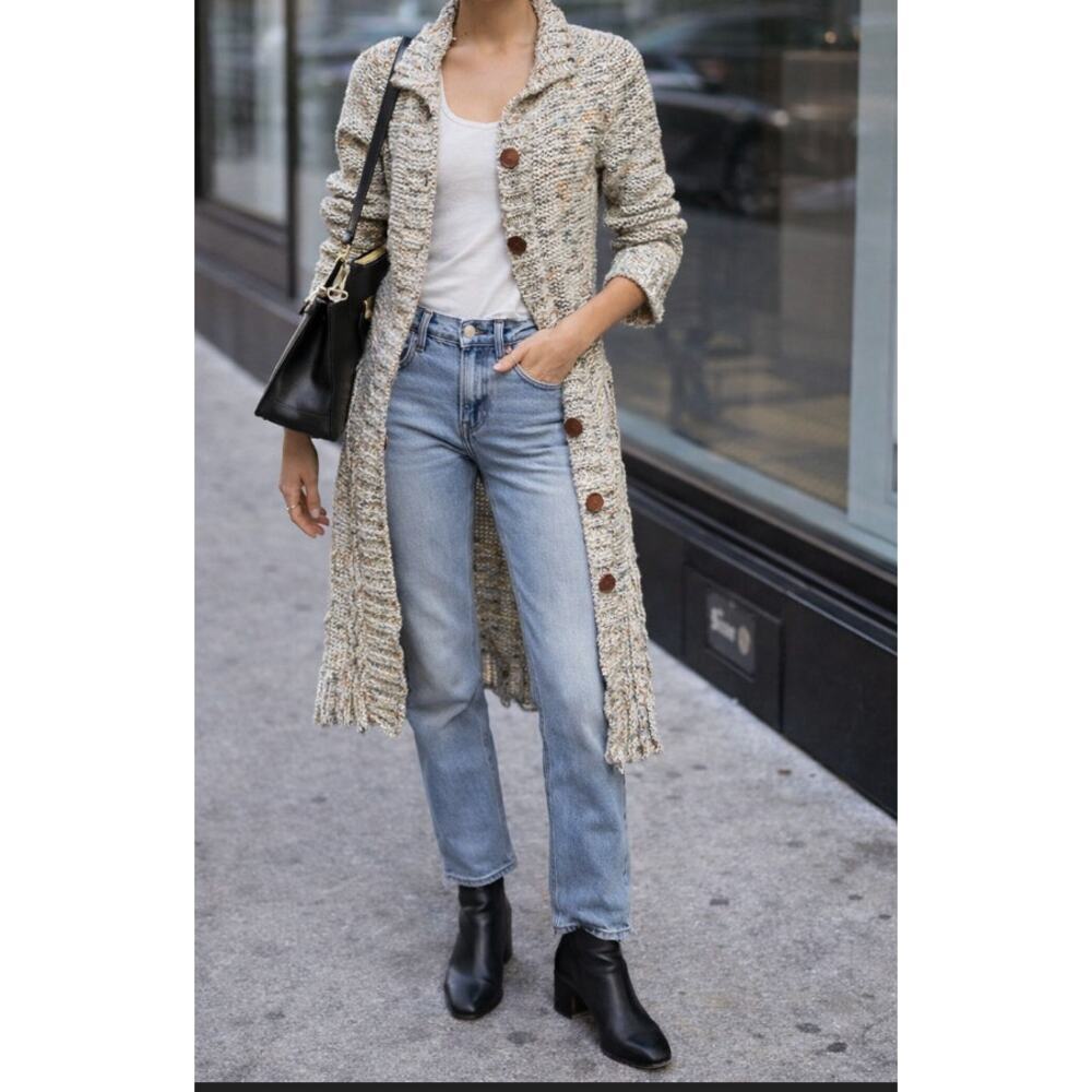 BCBG Max Azria Long Knit Duster Cardigan M Boho Chic